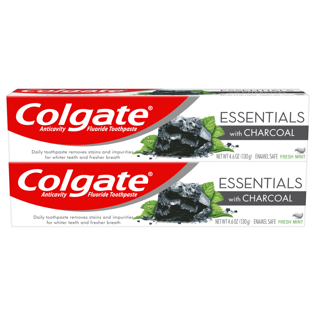 Colgate Charcoal Teeth Whitening Toothpaste, Natural Mint Flavor, Vegan - 4.6 Ounce (2 Pack)