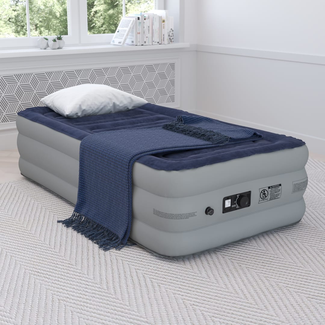 Kellos 18 inch Air Mattress with ETL Certified Internal Electric Pump and Carrying Case - Twin