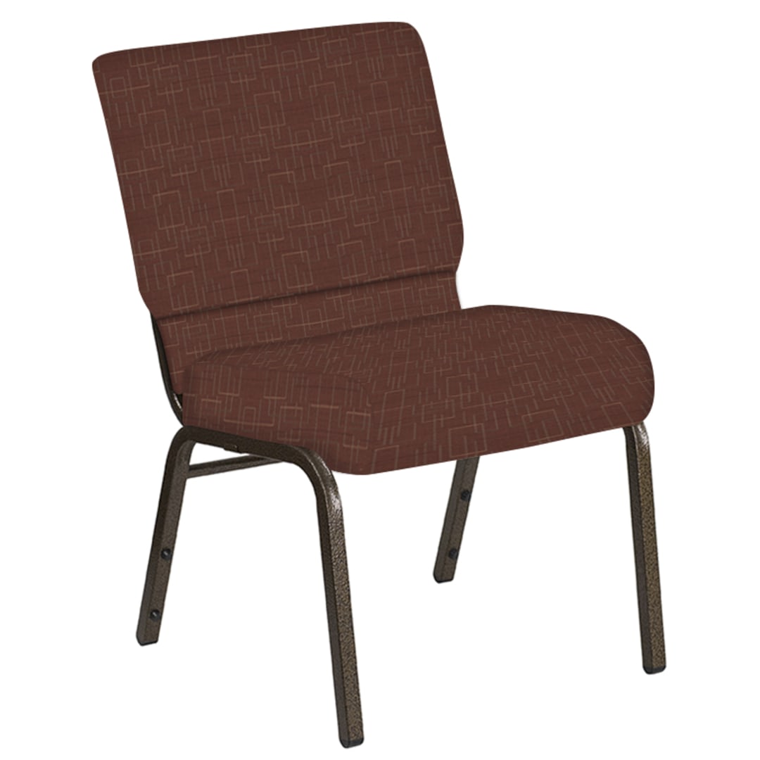 Embroidered 21''W Church Chair in Amaze Persimmon Fabric - Gold Vein Frame