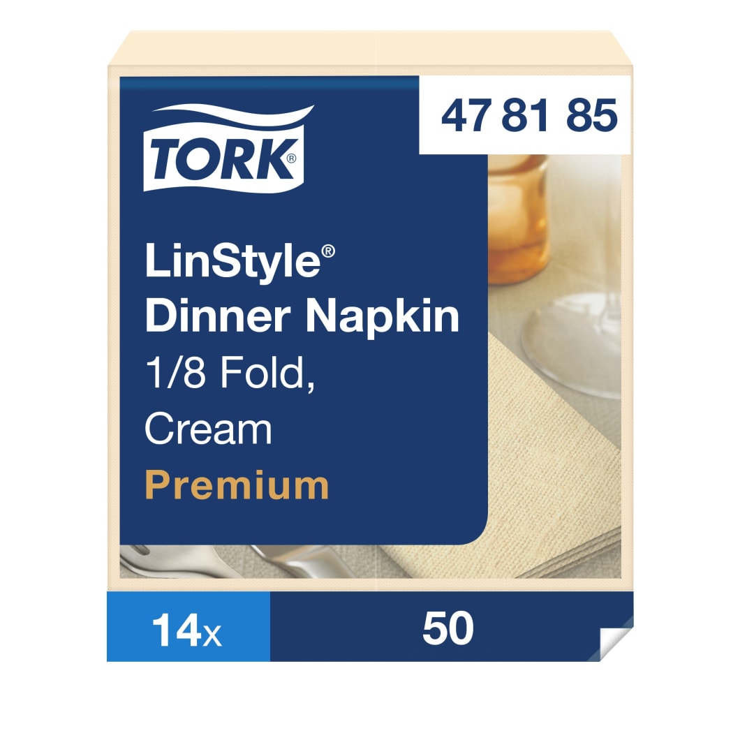 Tork LinStyle® Cream Dinner Napkin 8F Industrially Compostable