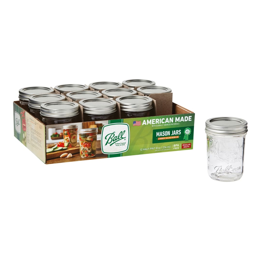 Ball® Glass Mason Jar with Lid and Band, Regular Mouth, 8oz., 12 Count