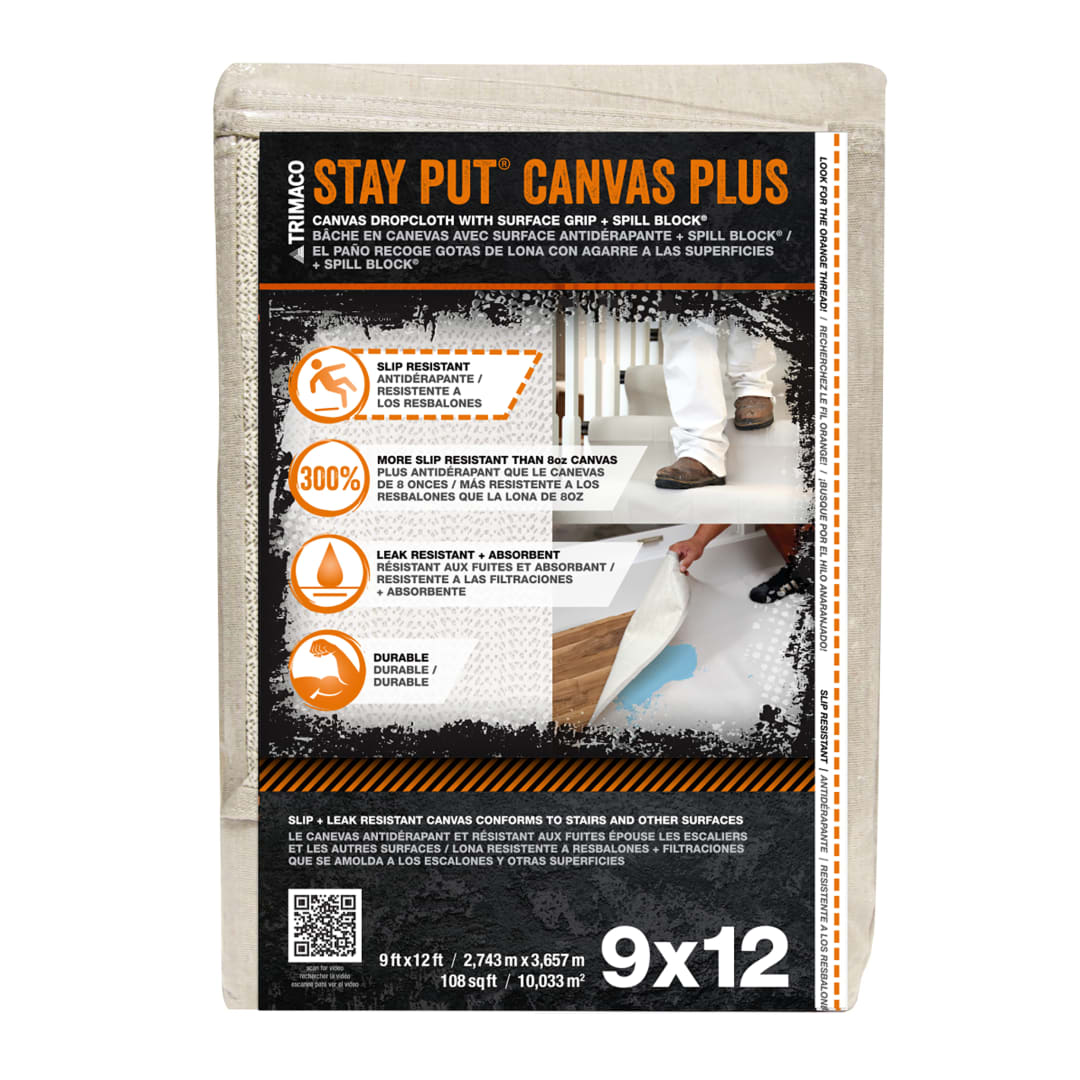 Stay Put® Canvas Plus Dropcloth, 9'x12'