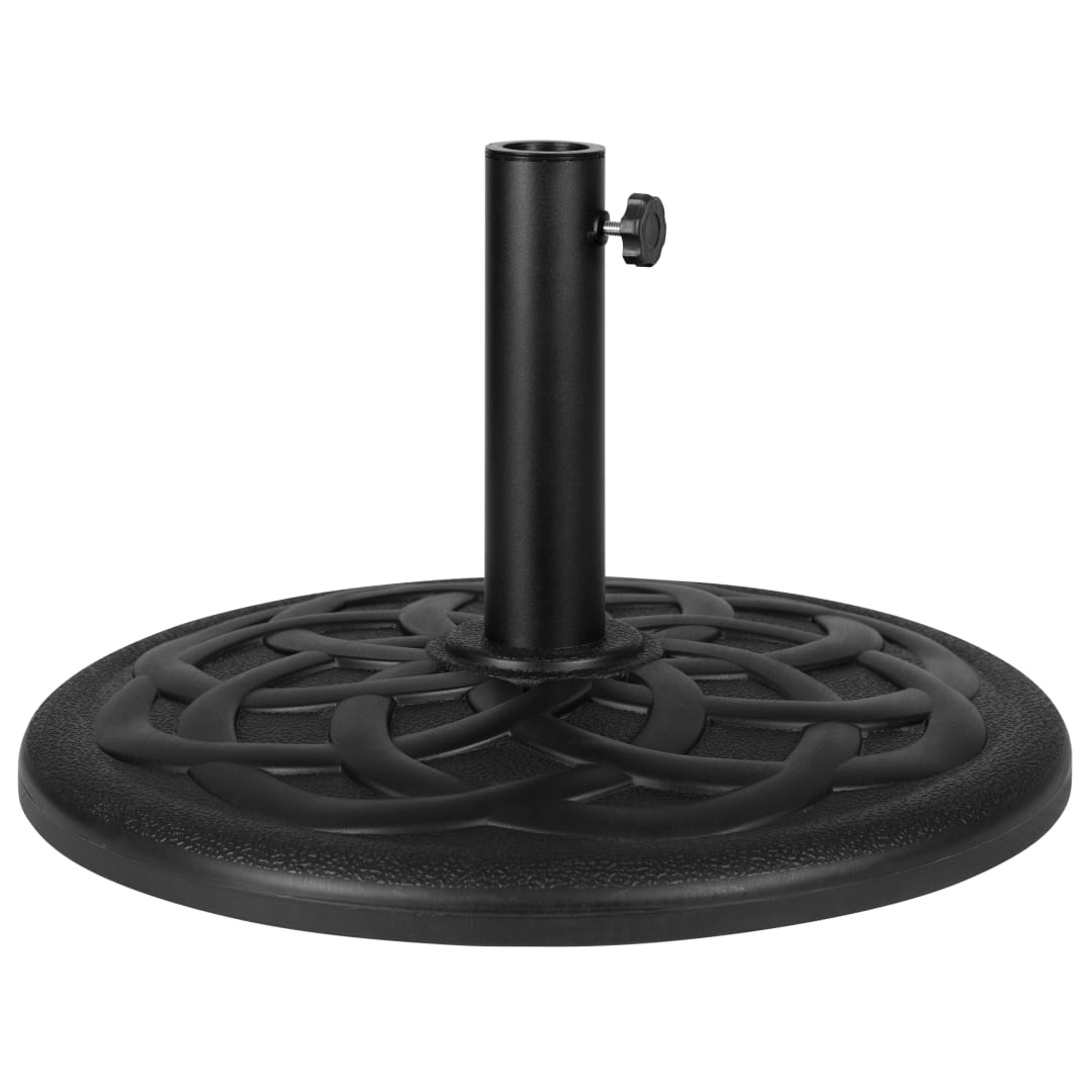 Kona Universal Black Cement Patio Umbrella Base with Weatherproof Plastic Polymer Coating - 19.25" Diameter
