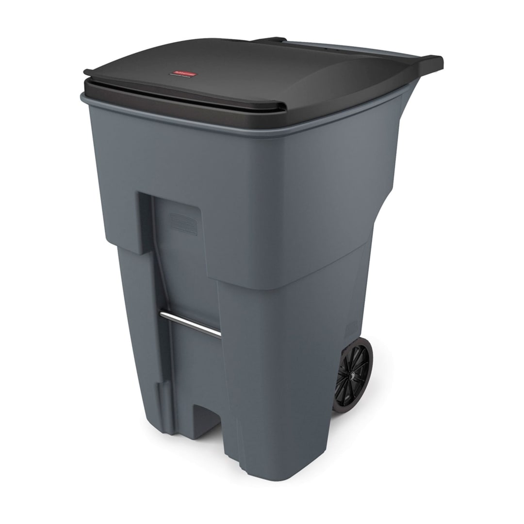 Rubbermaid Commercial Products 95 Gallon Rollout Trash Can, Gray