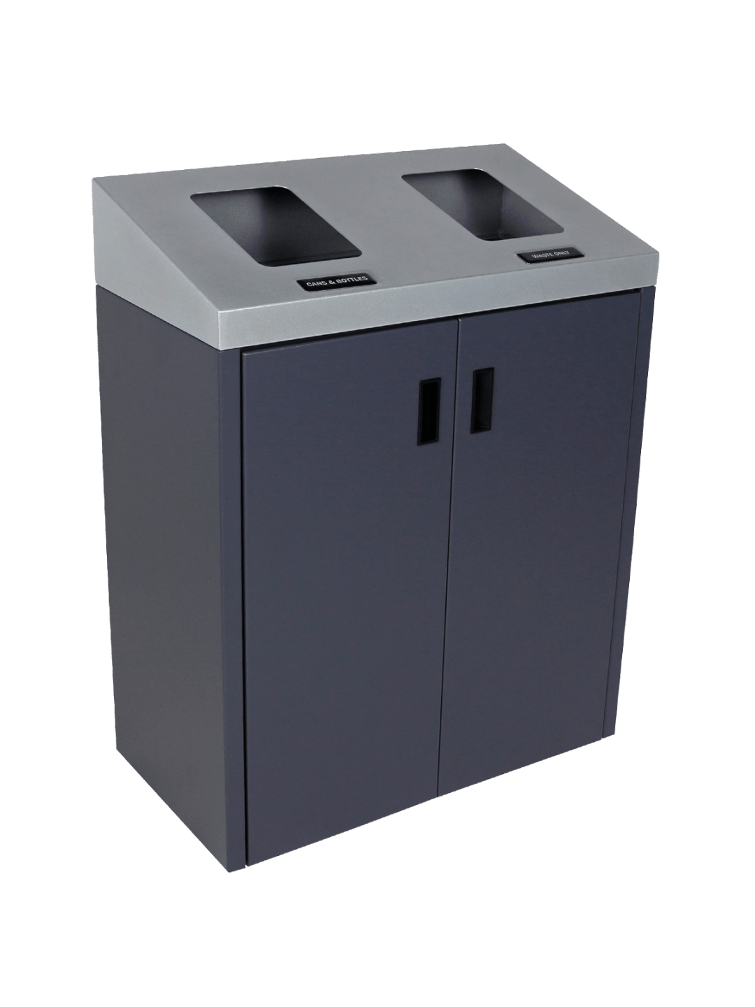  SUMMIT - Double - Sloped Lid - Cans &amp; Bottles-Waste - Full - Grey-Silver
