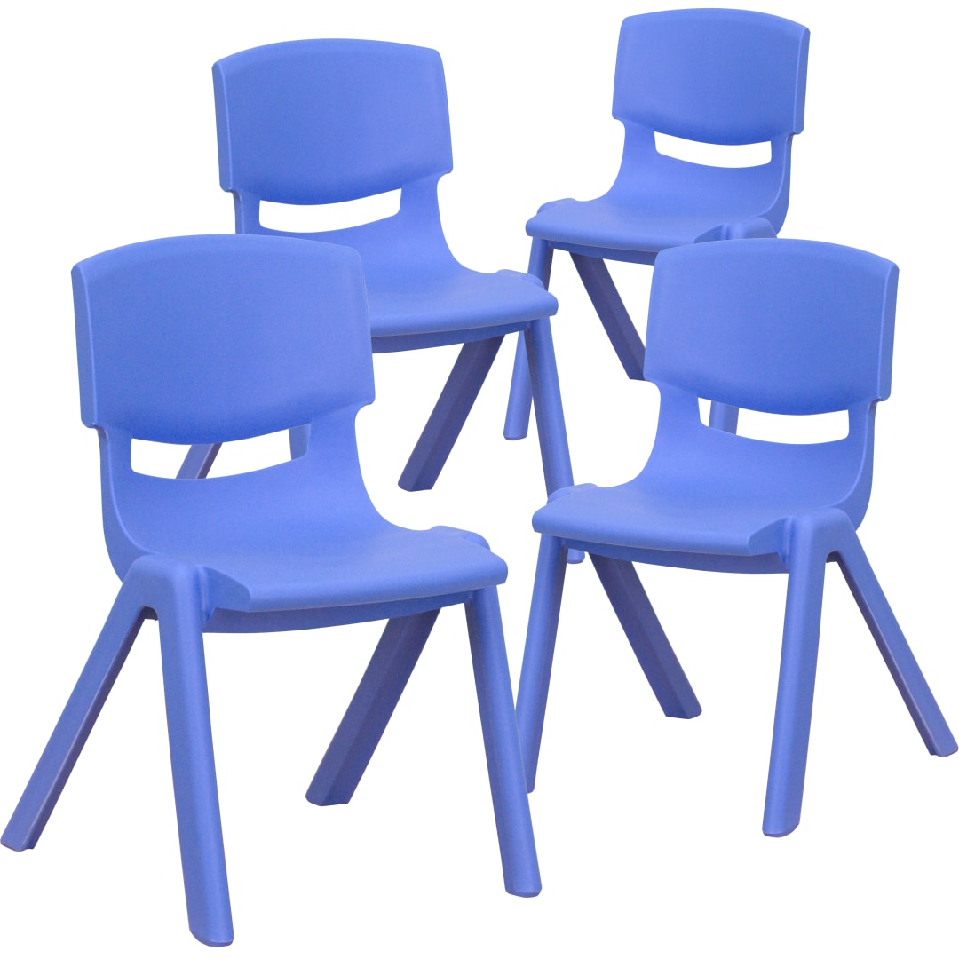 Whitney 4 Pack Blue Plastic Stackable School Chair with 12'' Seat Height