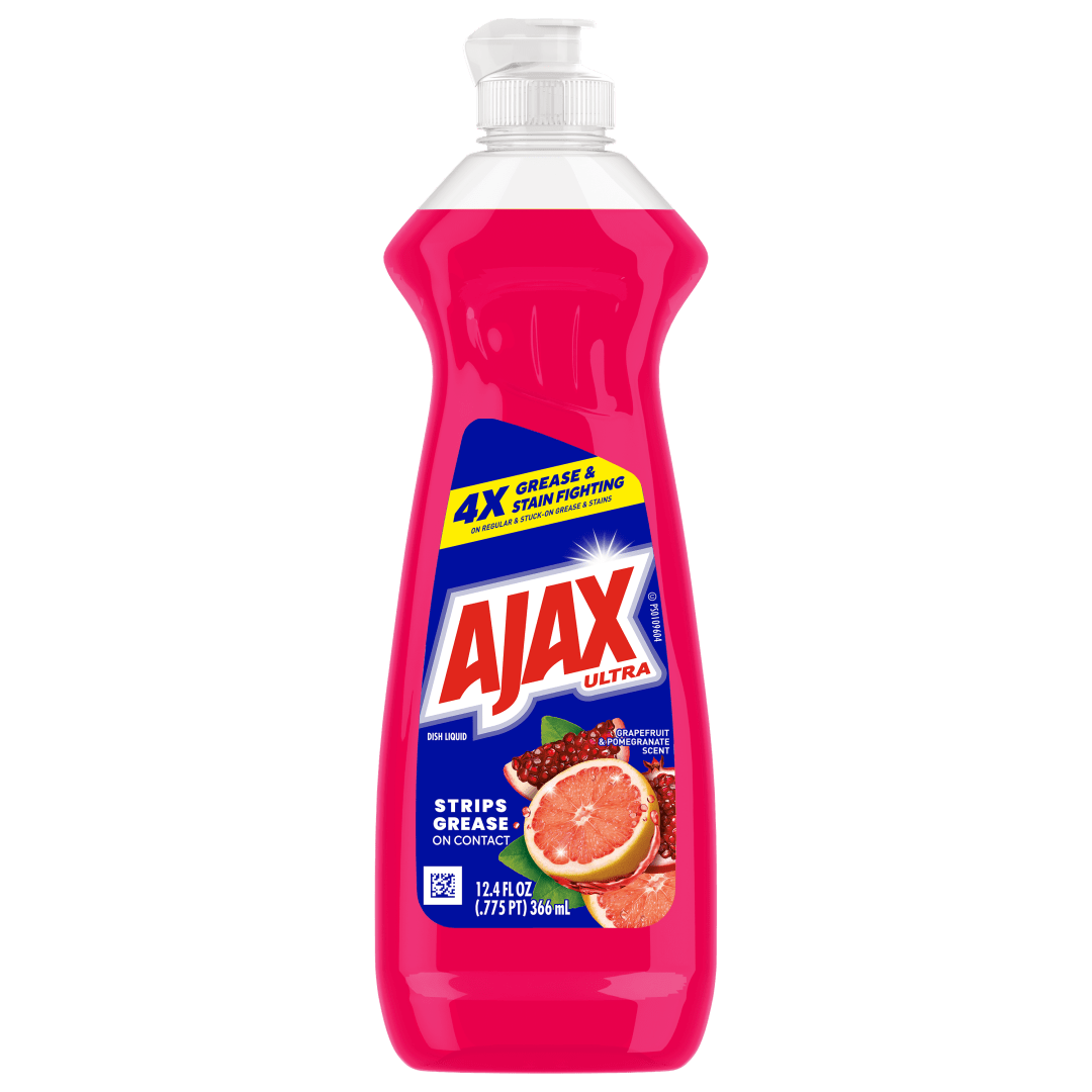 Ajax Ultra Liquid Dish Soap, Strips Grease, Mess-Free, Easy-Flip Cap, Grapefruit Scent, 12.4 fl oz