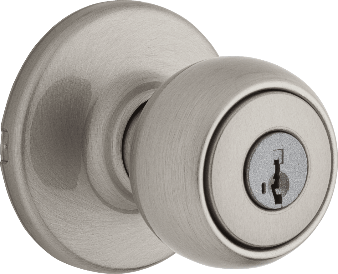 Fairfax Entry Knob featuring SmartKey Security™ in Satin Nickel