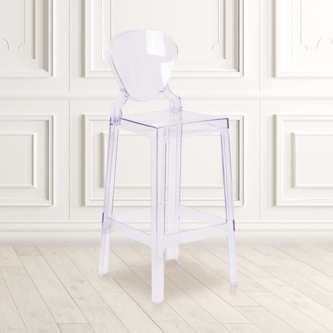 McKenna 4 Pk. Ghost Barstool with Tear Back in Transparent Crystal