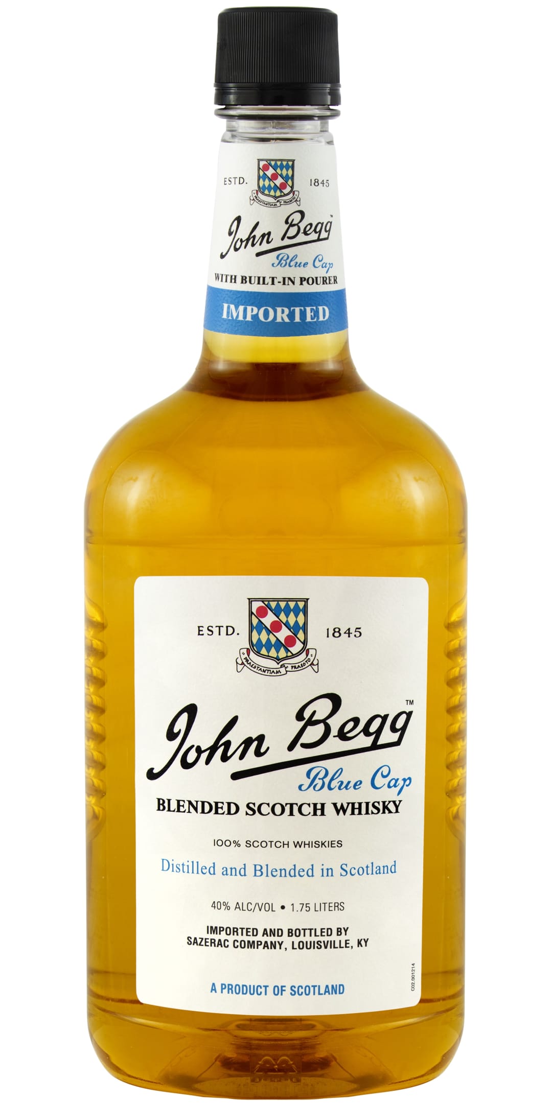John Begg Blue Cap Blended Scotch Whisky 1.75l Plastic Bottle 80 Proof