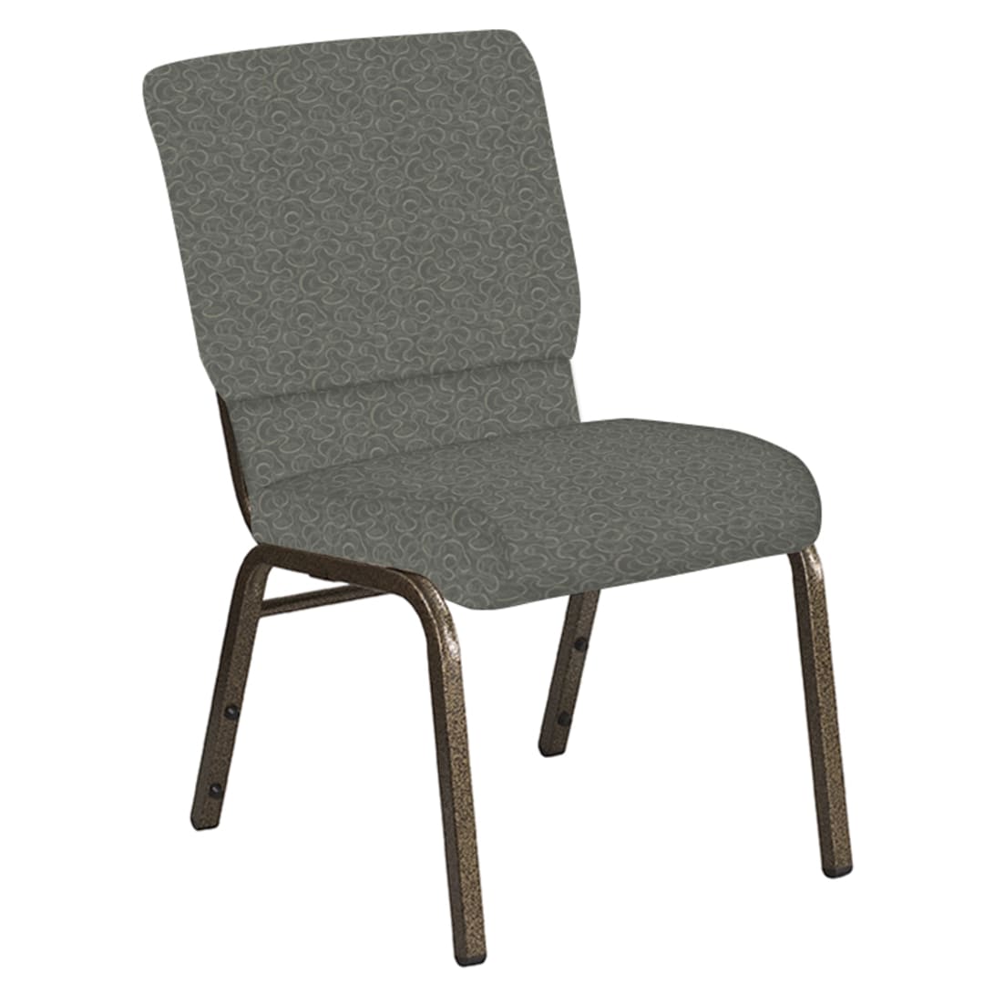 Embroidered 18.5''W Church Chair in Ribbons Heather Fabric - Gold Vein Frame
