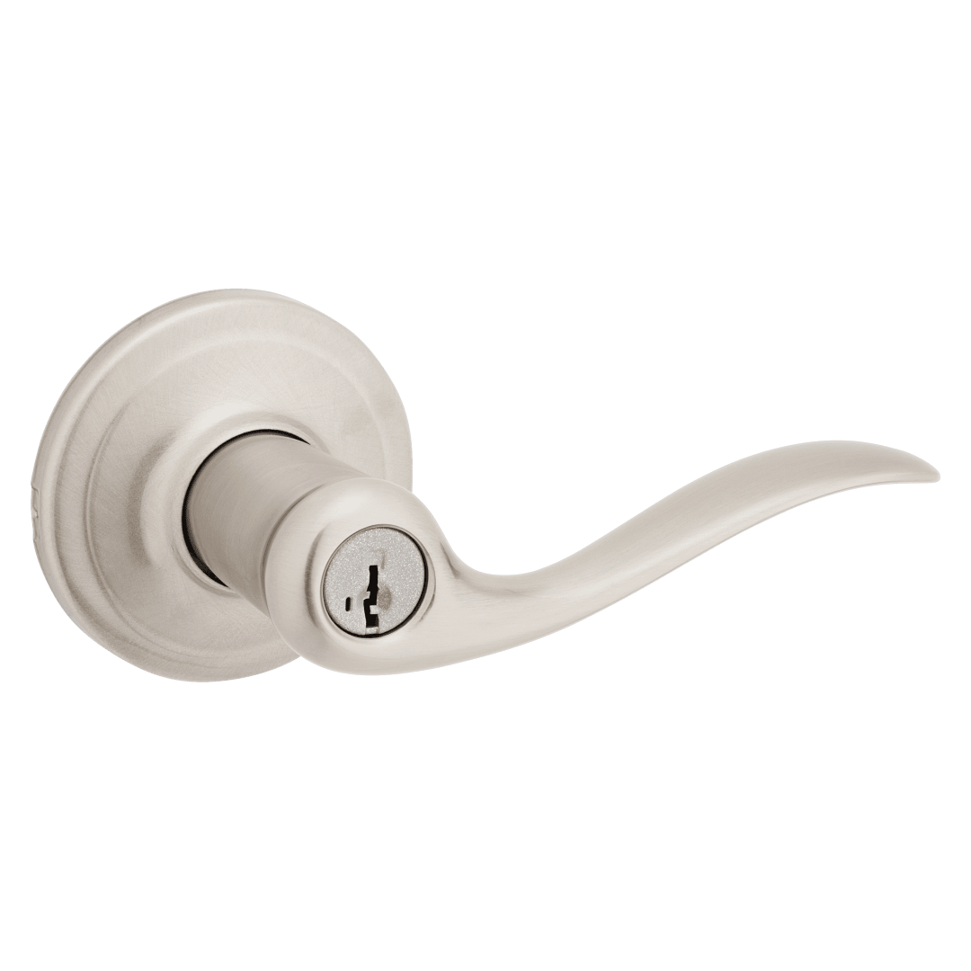 Tustin Keyed Entry Lever featuring SmartKey Security™ in Satin Nickel