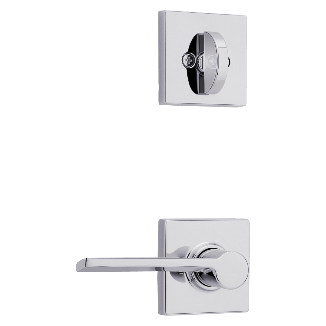 966 Single Cylinder Interior Pack w/ Right Hand Square Rose Ladera Lever Handlesets in Polished Chrome