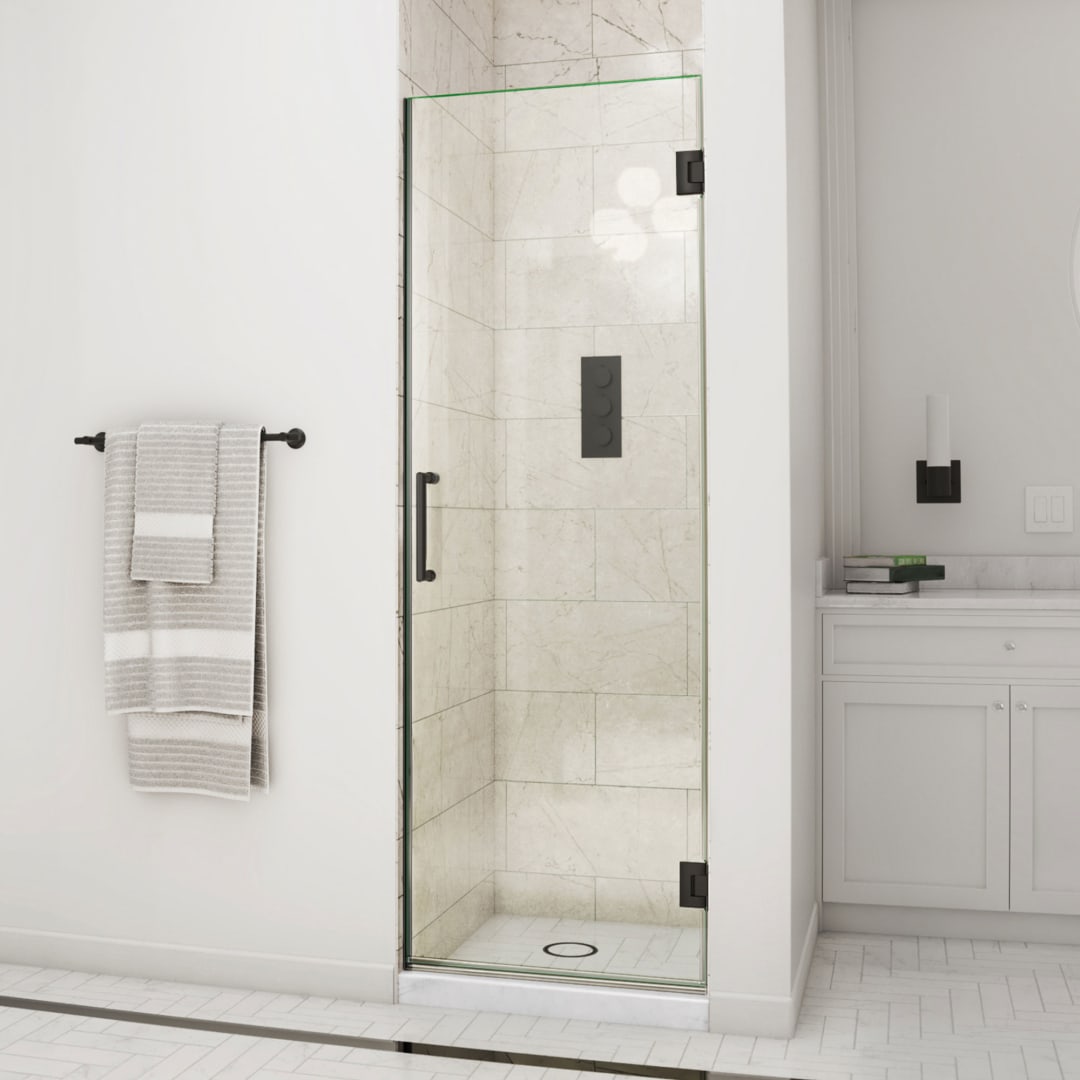 DreamLine Unidoor 24 inch W x 72 inch H Frameless Hinged Shower Door in Matte Black