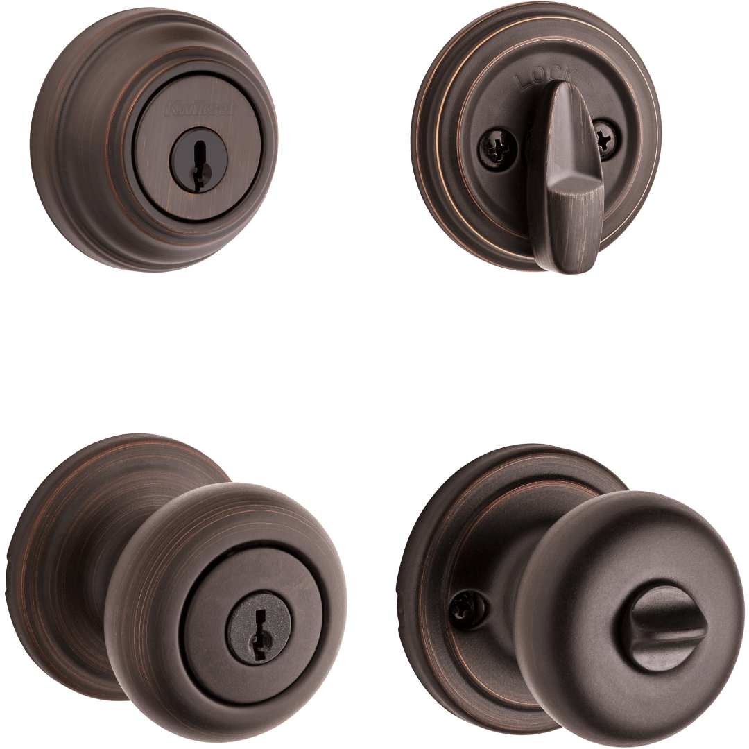 991 Hancock Keyed Entry Knob and Single Cylinder Deadbolt Combo Pack in Venetian Bronze