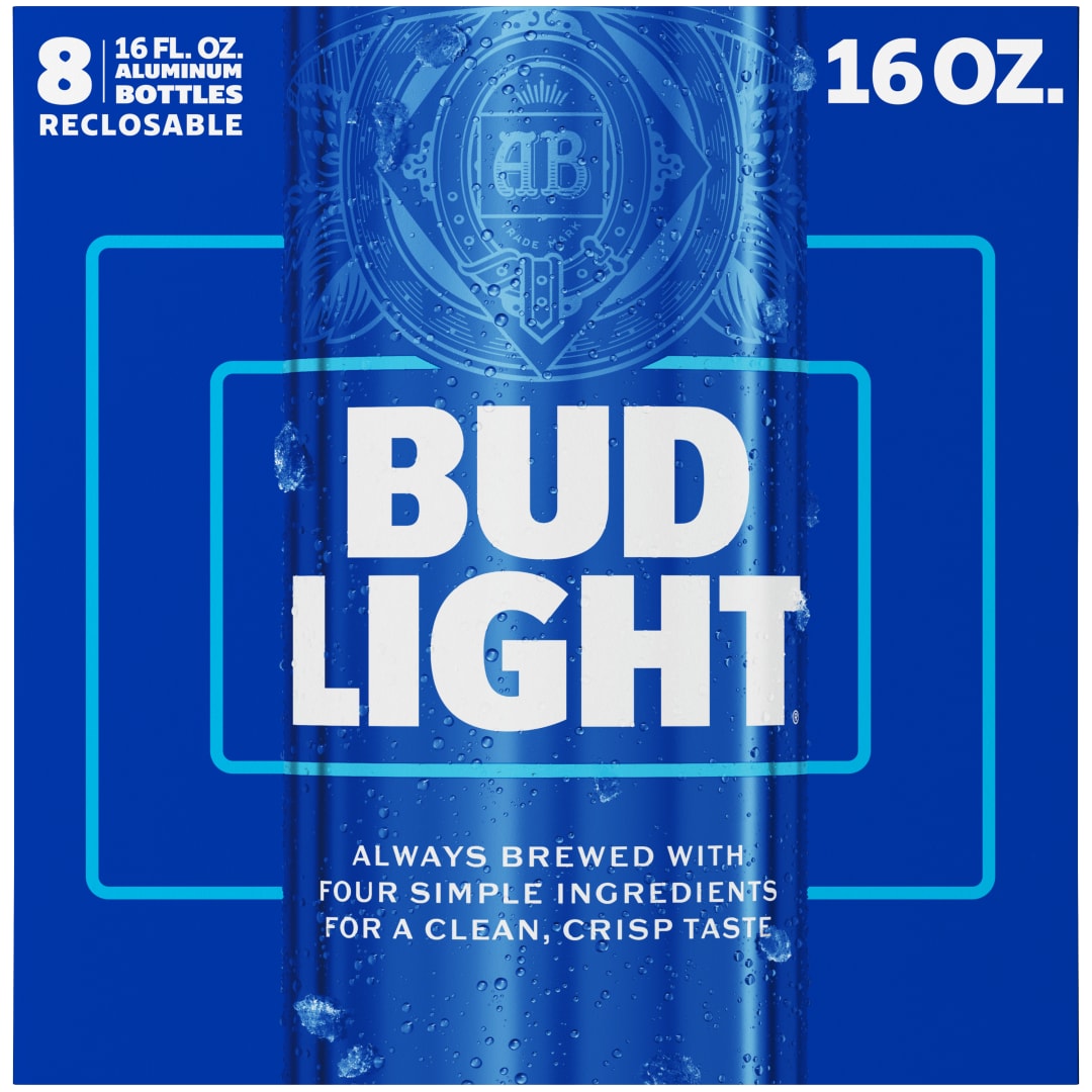 Bud Light American Lager Beer 8 Pack, 16 fl oz Bottles