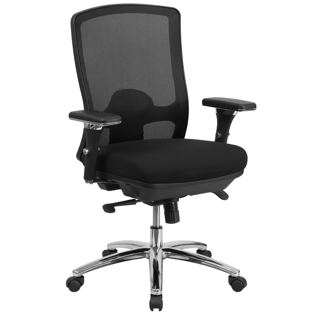 HERCULES Series 24/7 Intensive Use Big &amp; Tall 350 lb. Rated Black Mesh Multifunction Swivel Ergonomic Office Chair