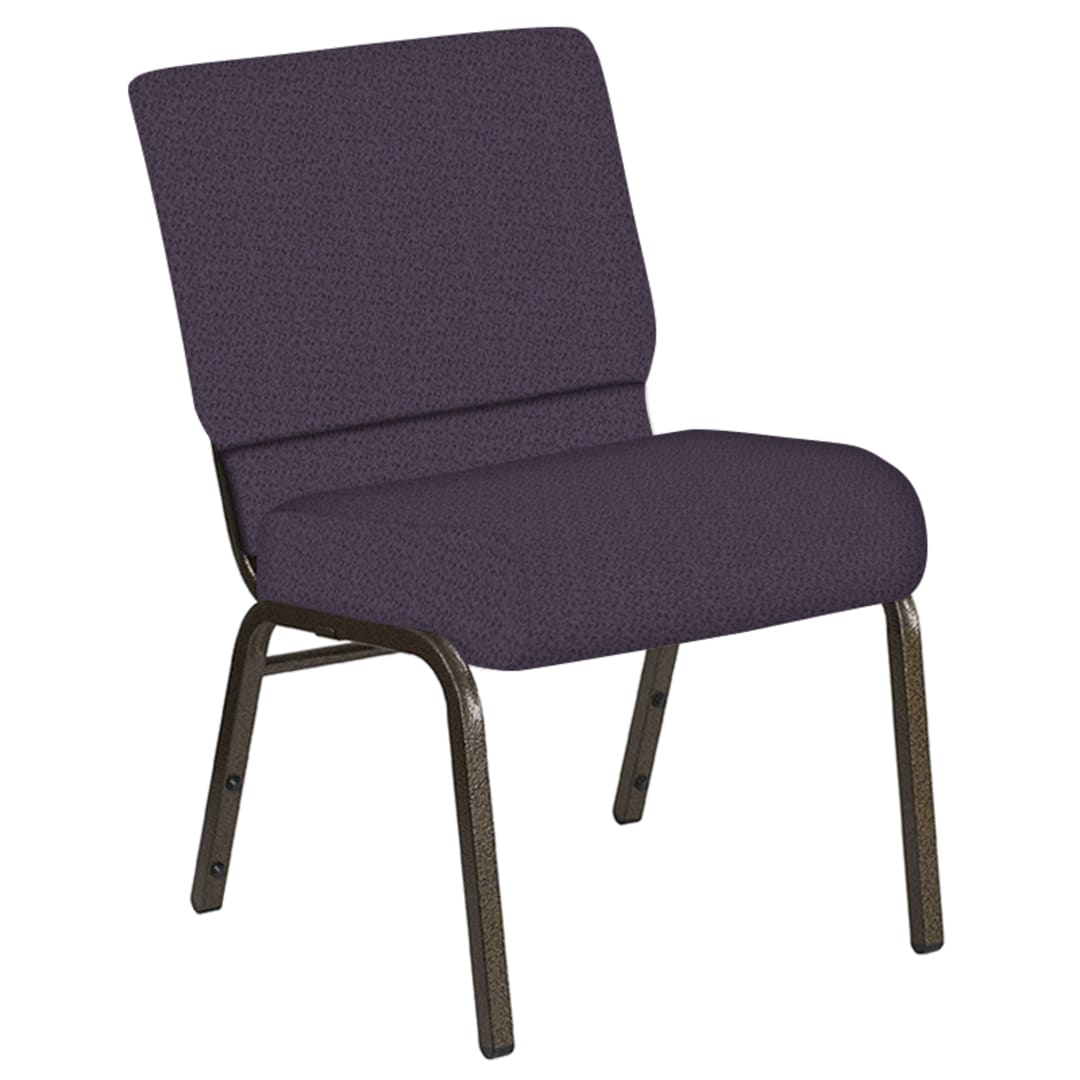 21''W Church Chair in Old World Purple Fabric - Gold Vein Frame