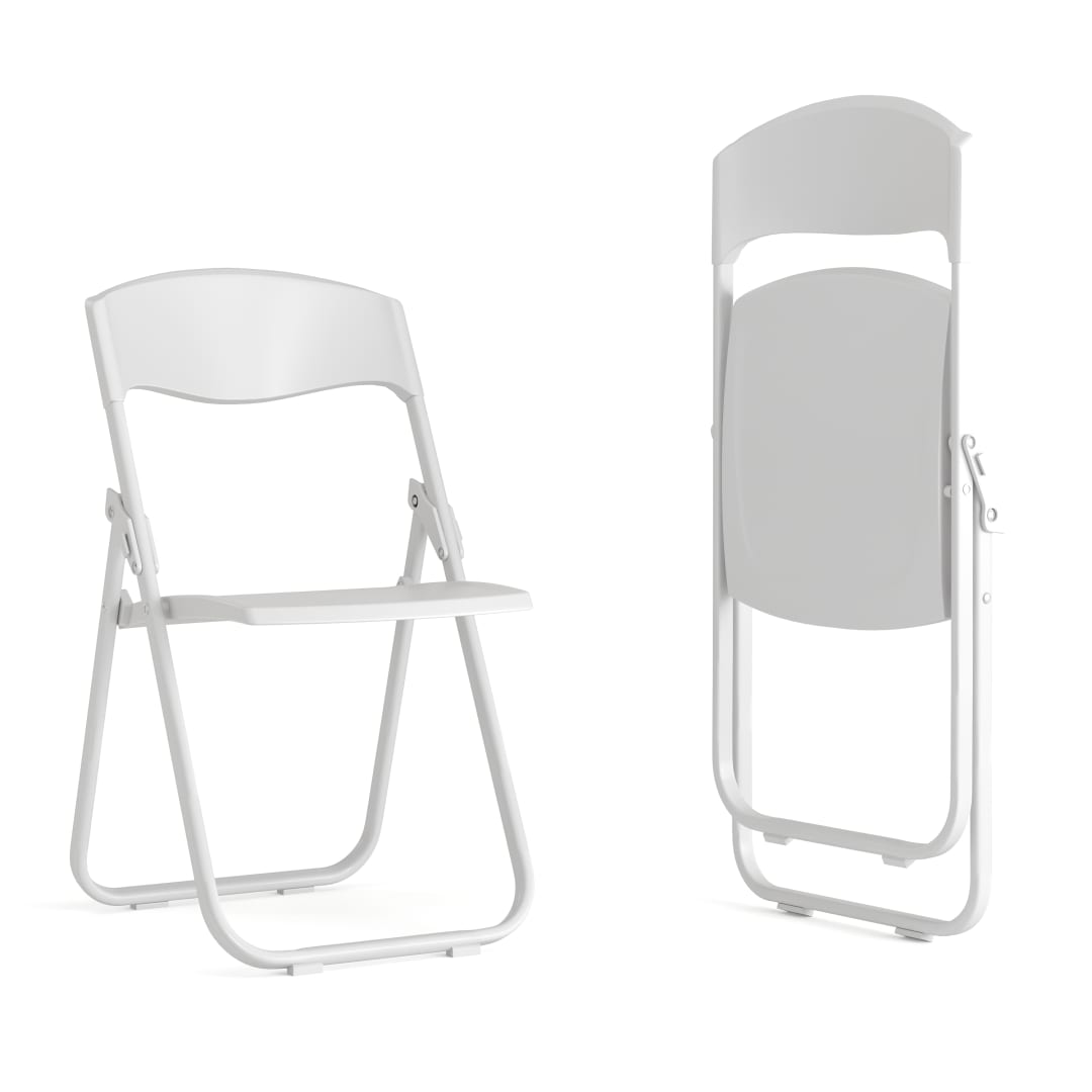 2 Pack HERCULES Series 500 lb. Capacity Heavy Duty White Plastic Folding Chair with Built-in Ganging Brackets