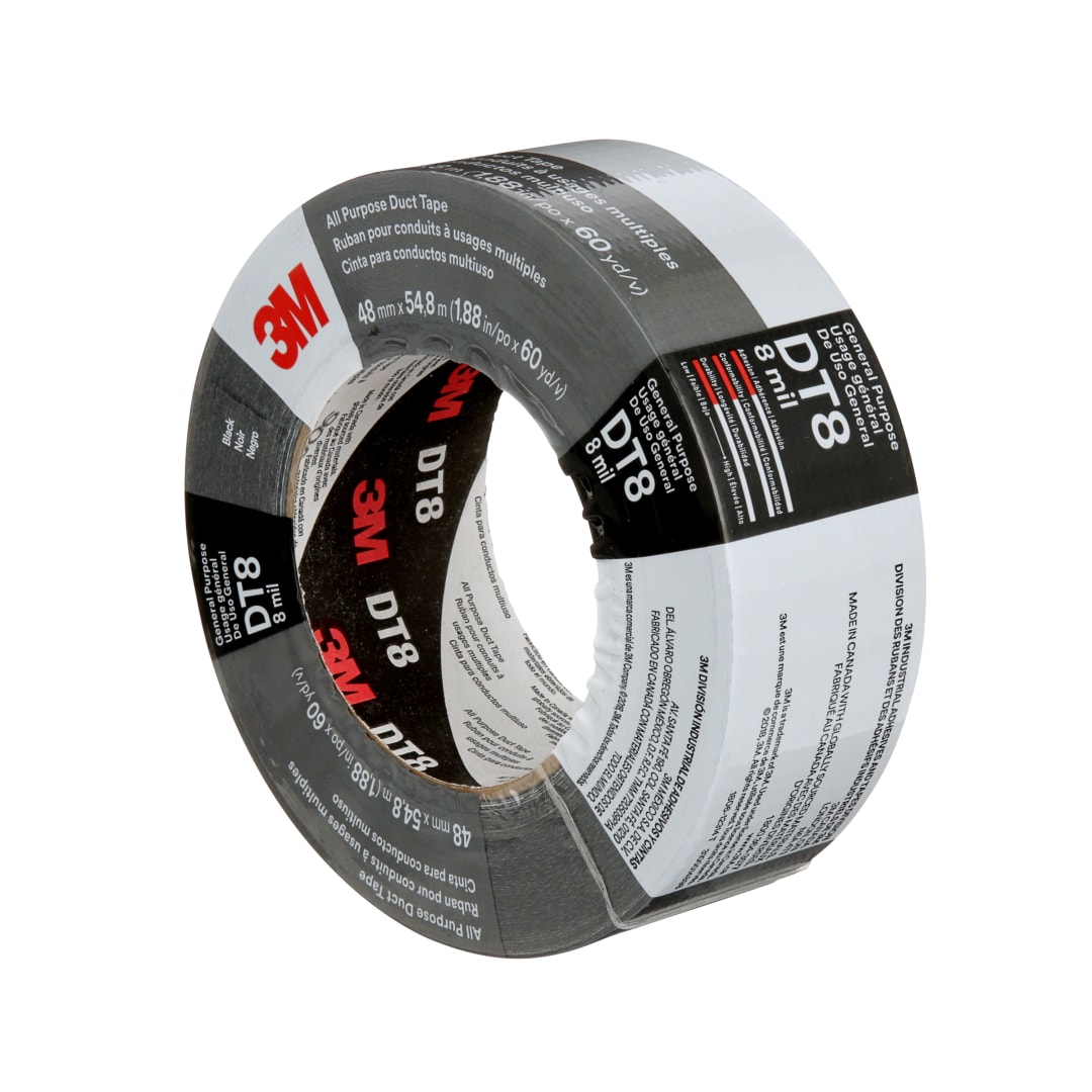 3M™ páska pre všeobecné použitie Duct Tape DT8, cierna, 48 mm x 54,8 m, hrúbka 0,2 mm, 24 rolí v kartóne, individuálne balená