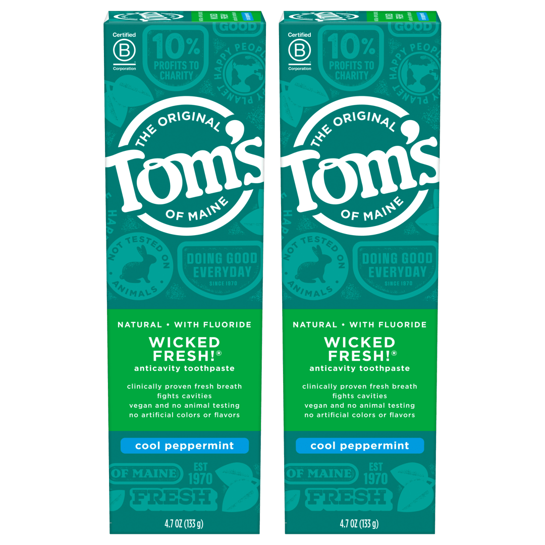 Tom's of Maine Natural Wicked Fresh! Fluoride Toothpaste, Cool Peppermint, 4.7 oz. 2-Pack