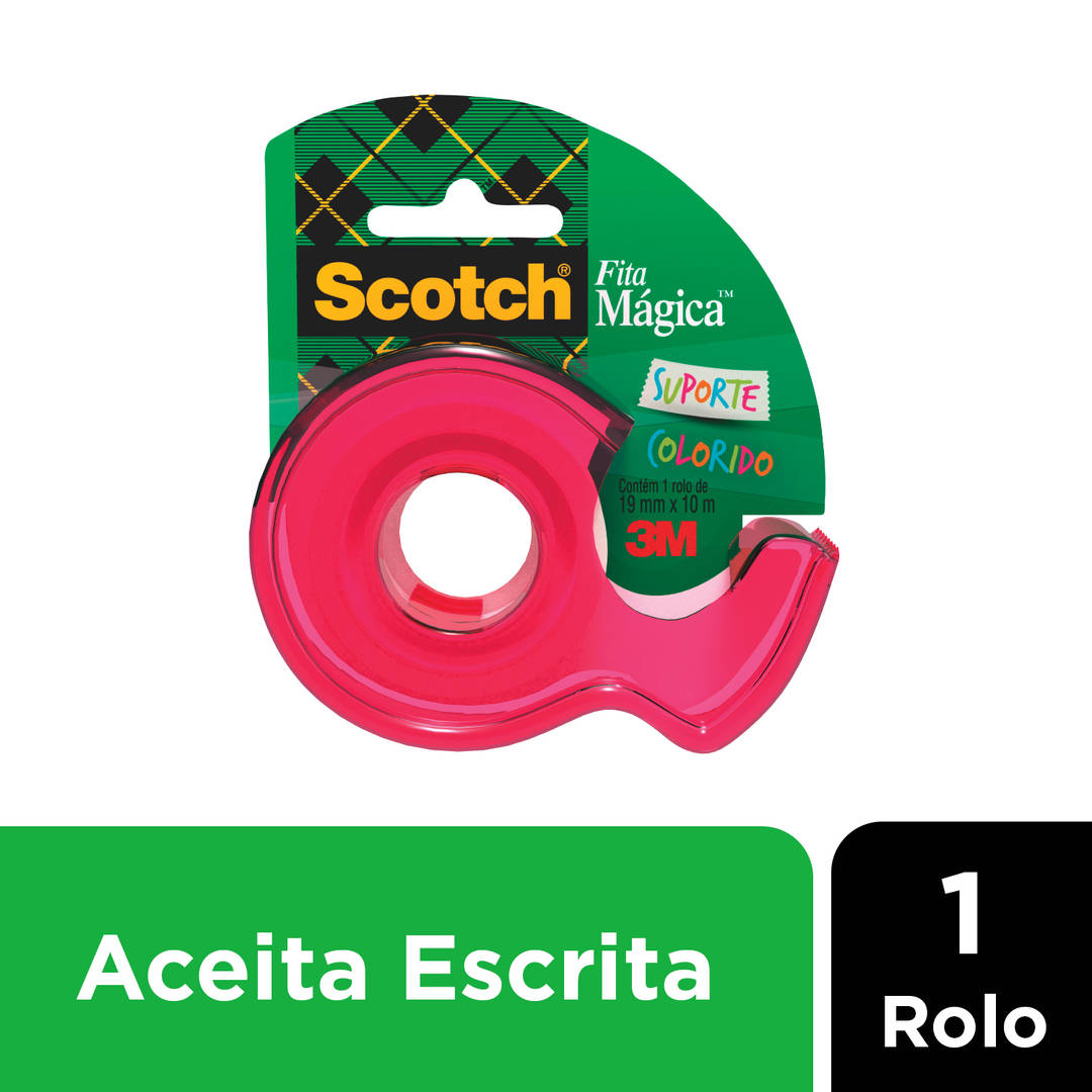 Fita Mágica Scotch® Suporte Colorido, Rosa, 19 mm x 10 m