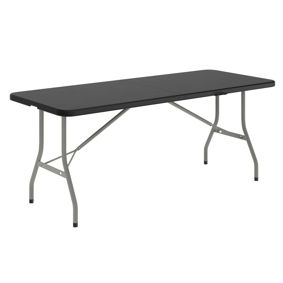 Kathryn 6-Foot Bi-Fold Granite Black Plastic Folding Table