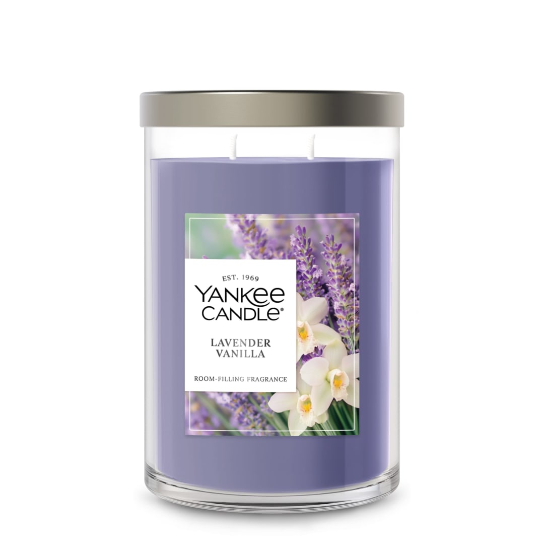 Yankee Candle Large Tumbler Scented Candle with up to 80 Hour Burn Time, Premium Plant Wax Blend for Consistent Burn, 20 oz Tumbler Candle with Room Filling Fragrance, Lavender Vanilla
