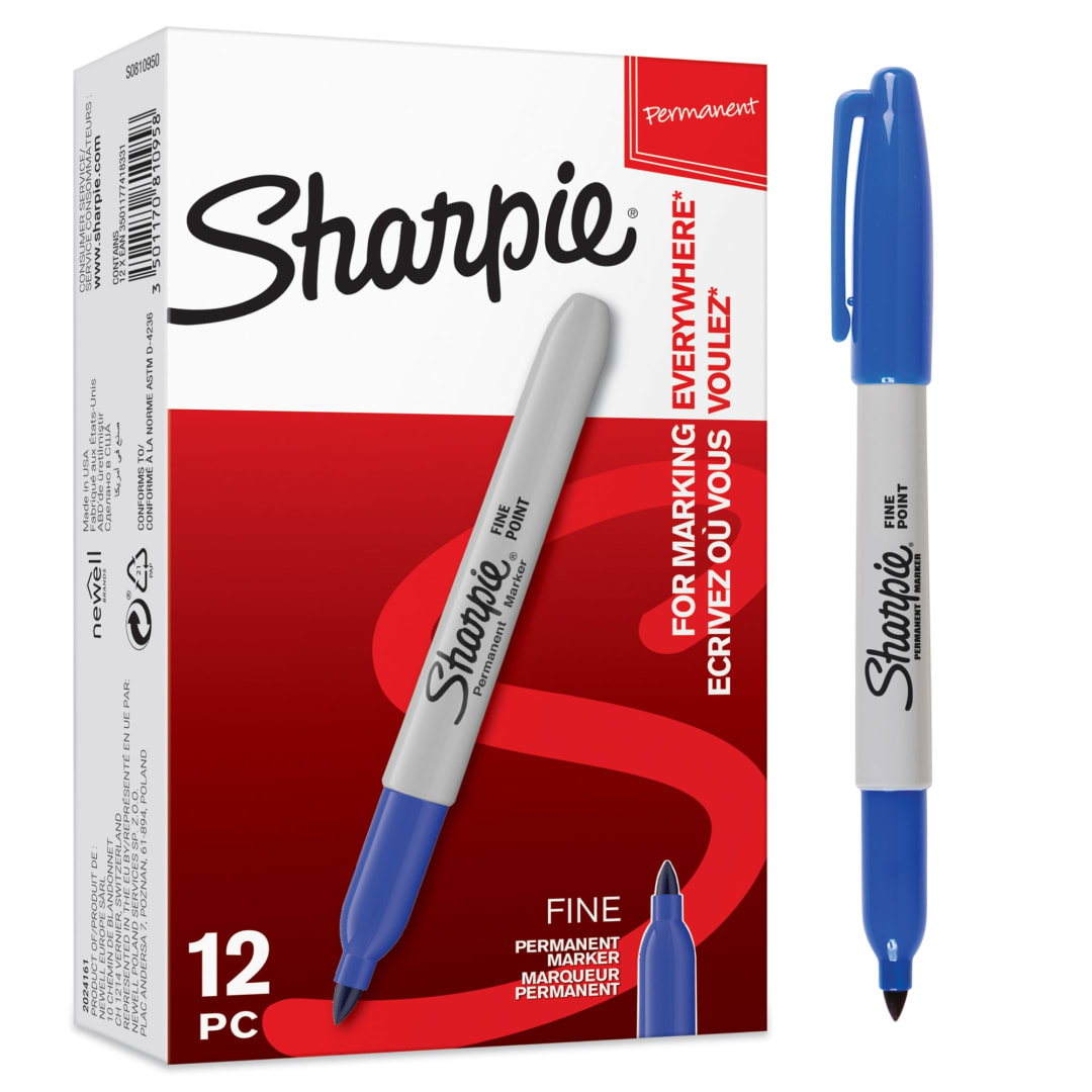 Sharpie® Permanent Markers | Fine Point | Blue | 12 Count