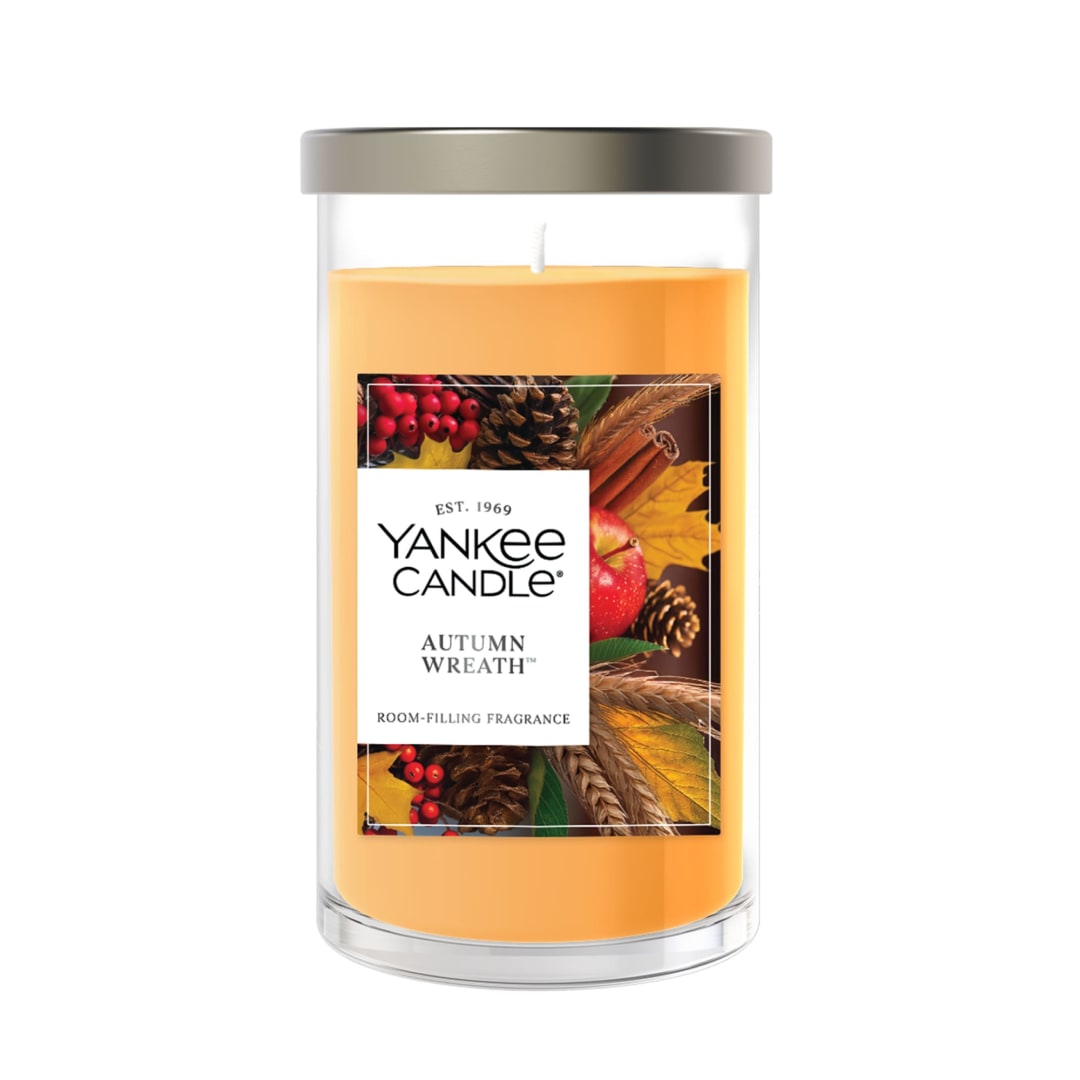 Yankee Candle Autumn Wreath Medium Pillar Scented Candles, 14.25 oz