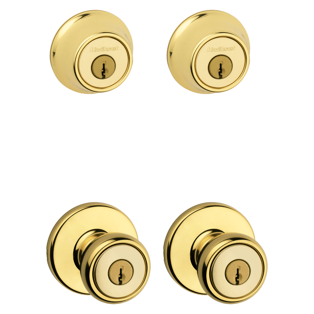 243 Tylo Keyed Entry Knob Project Pack in Polished Brass