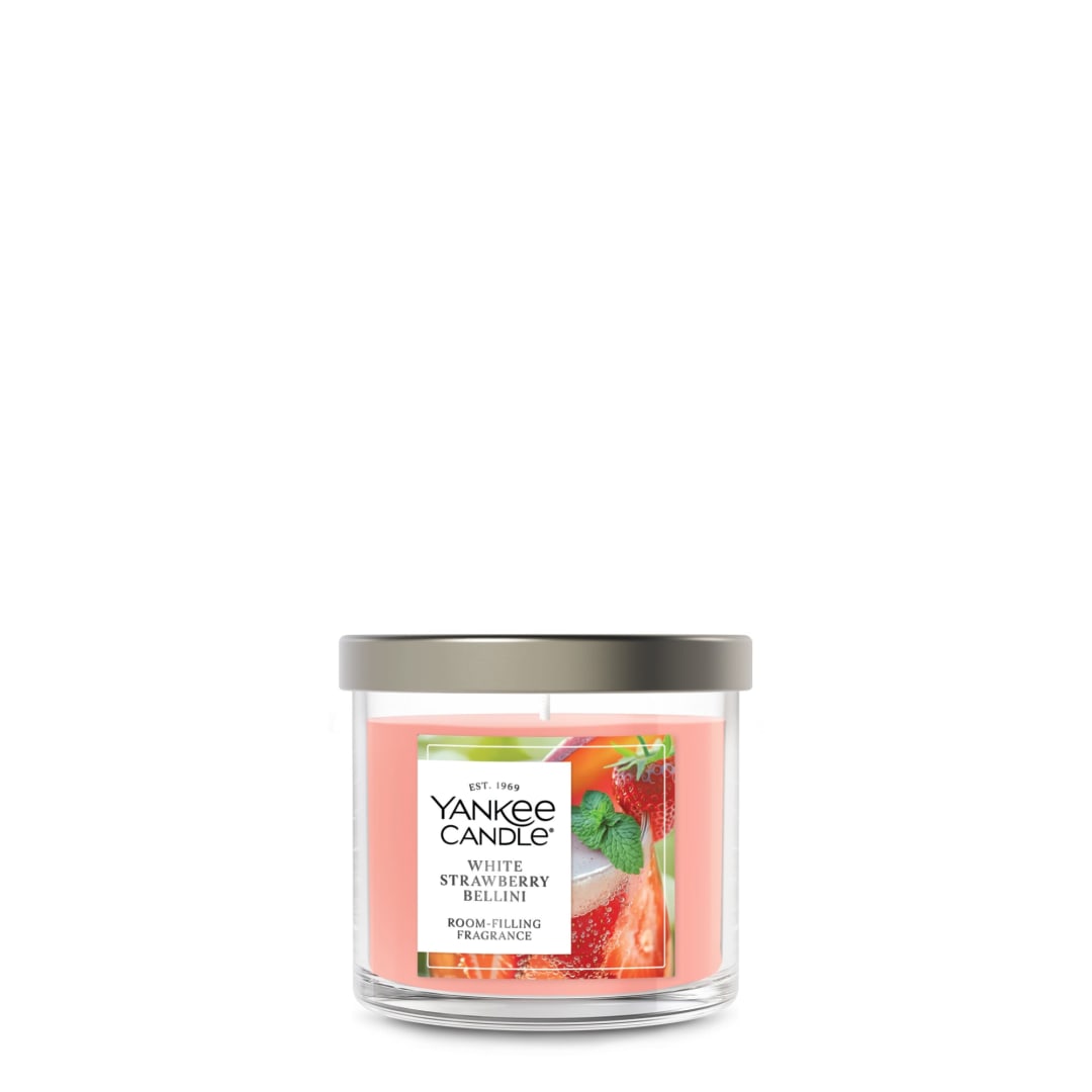 Yankee Candle® Small Tumbler Scented Candle with up to 40 Hour Burn Time, Premium Plant Wax Blend for Consistent Burn, 4.3 oz Tumbler Candle with Room Filling Fragrance, White Strawberry Bellini