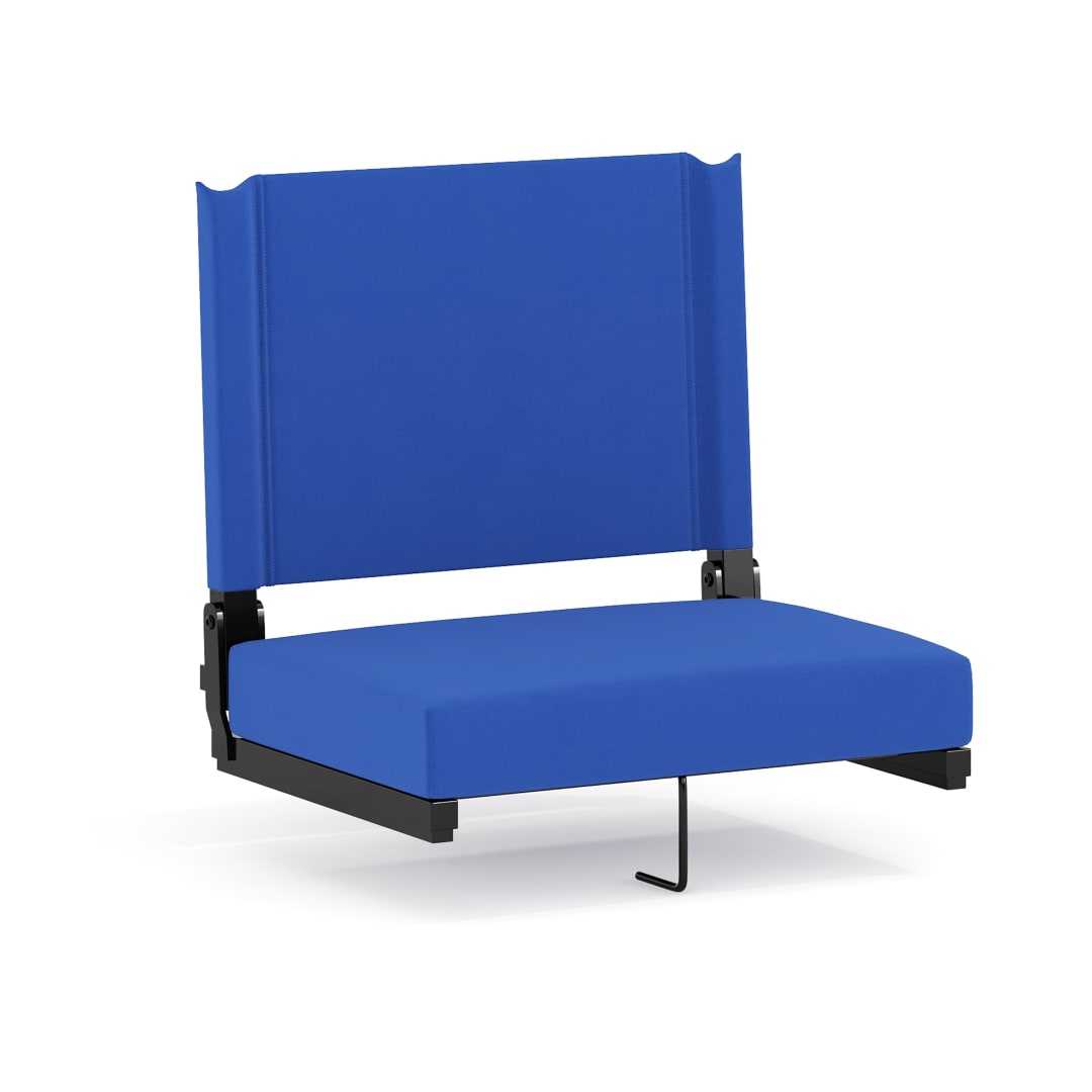 Grandstand Comfort 500 lb Capacity Padded Stadium Chairs, Folding Seats with Handles, Lightweight &amp; Durable, Blue