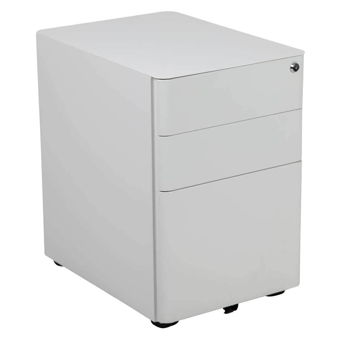 Warner Modern 3-Drawer Mobile Locking Filing Cabinet with Anti-Tilt Mechanism and Hanging Drawer for Legal &amp; Letter Files, White