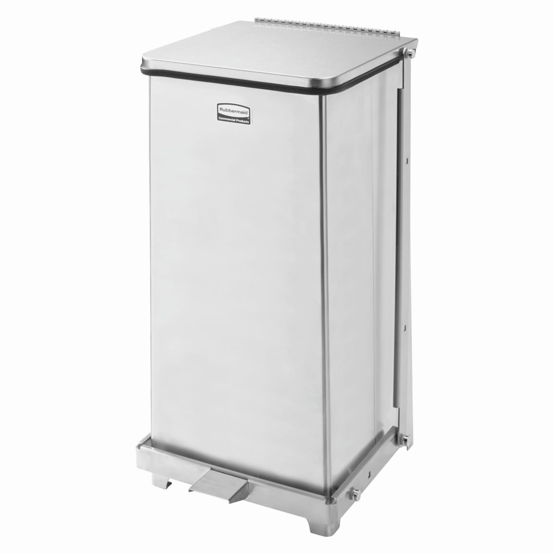 Rubbermaid Commercial Products Defenders® 6.5 Gal Square Step Trash Can, Stainless Steel