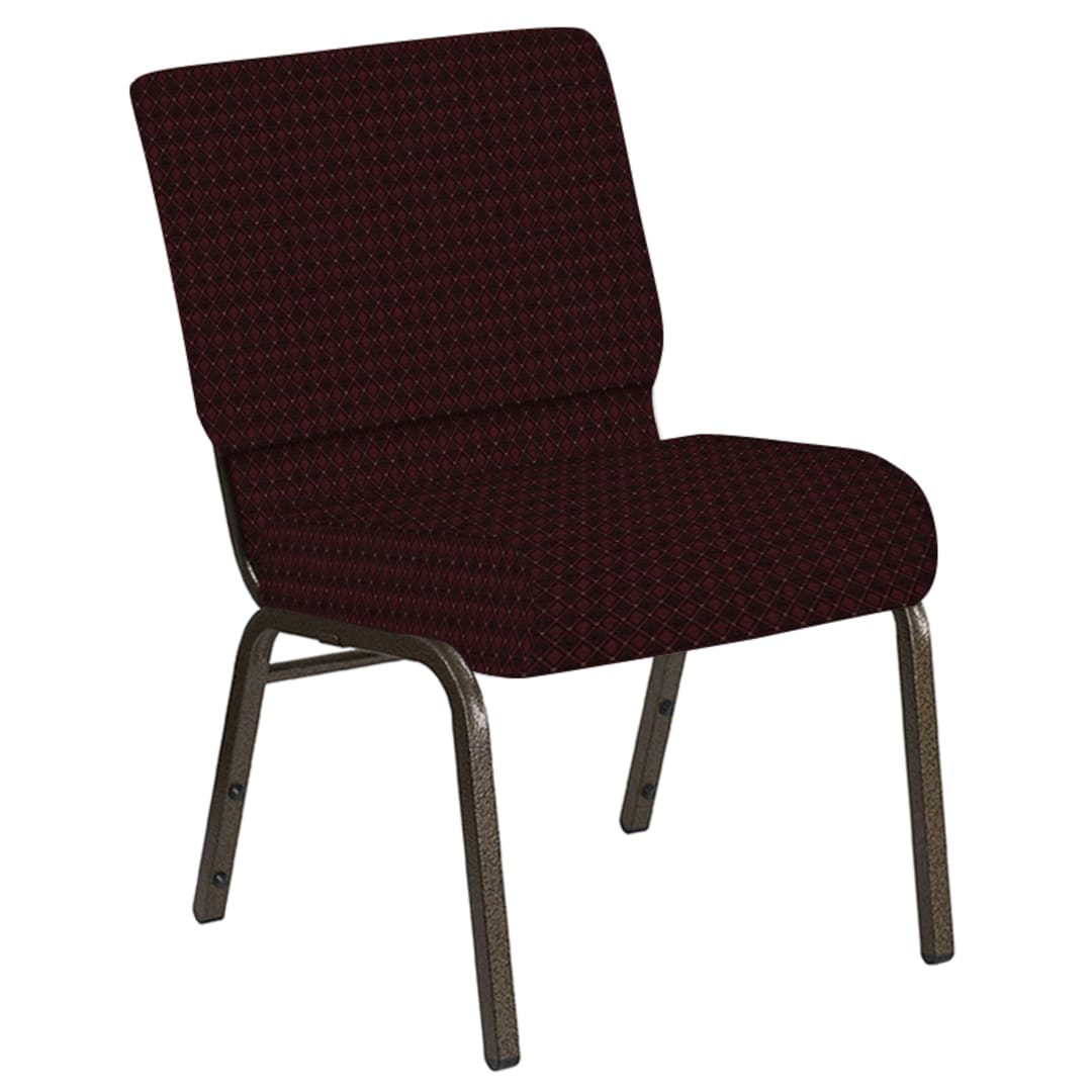 21''W Church Chair in Jewel Garnet Fabric - Gold Vein Frame