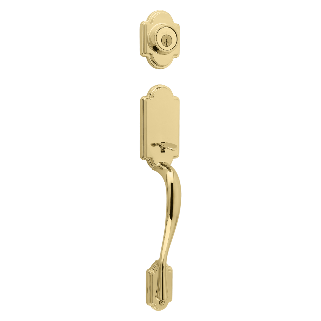 Arlington Single Cylinder Exterior Only Handleset featuring SmartKey Security™ in Lifetime Polished Brass