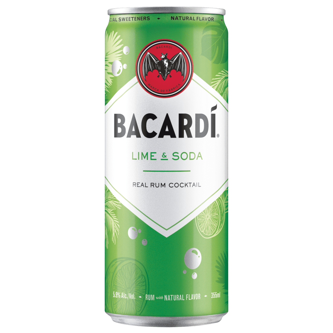 Bacardi Lime & Soda Ready To Drink Real Rum Cocktail, Gluten Free 5.9% 355mL