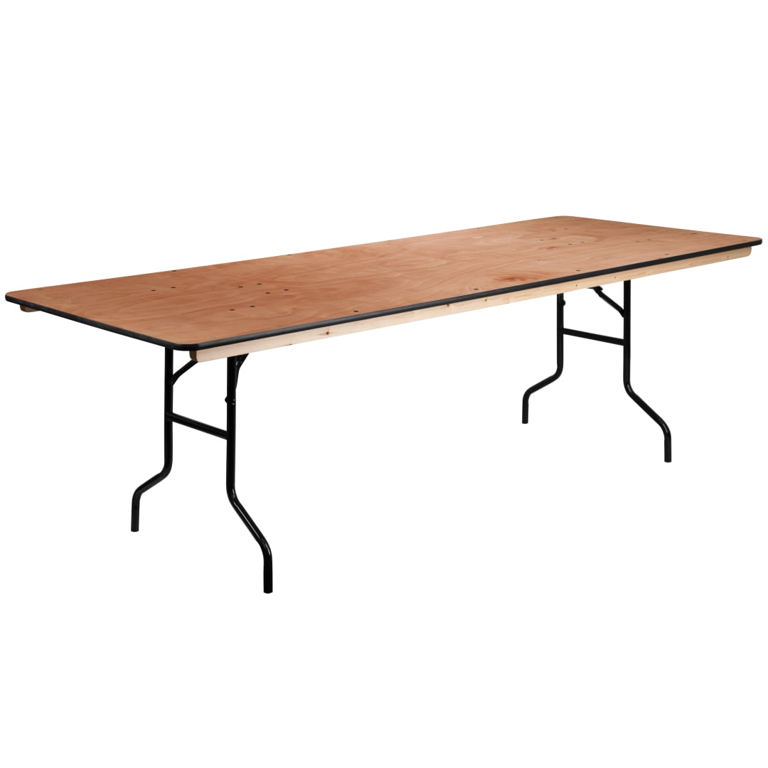 Fielder 8-Foot Rectangular Wood Folding Banquet Table with Clear Coated Finished Top