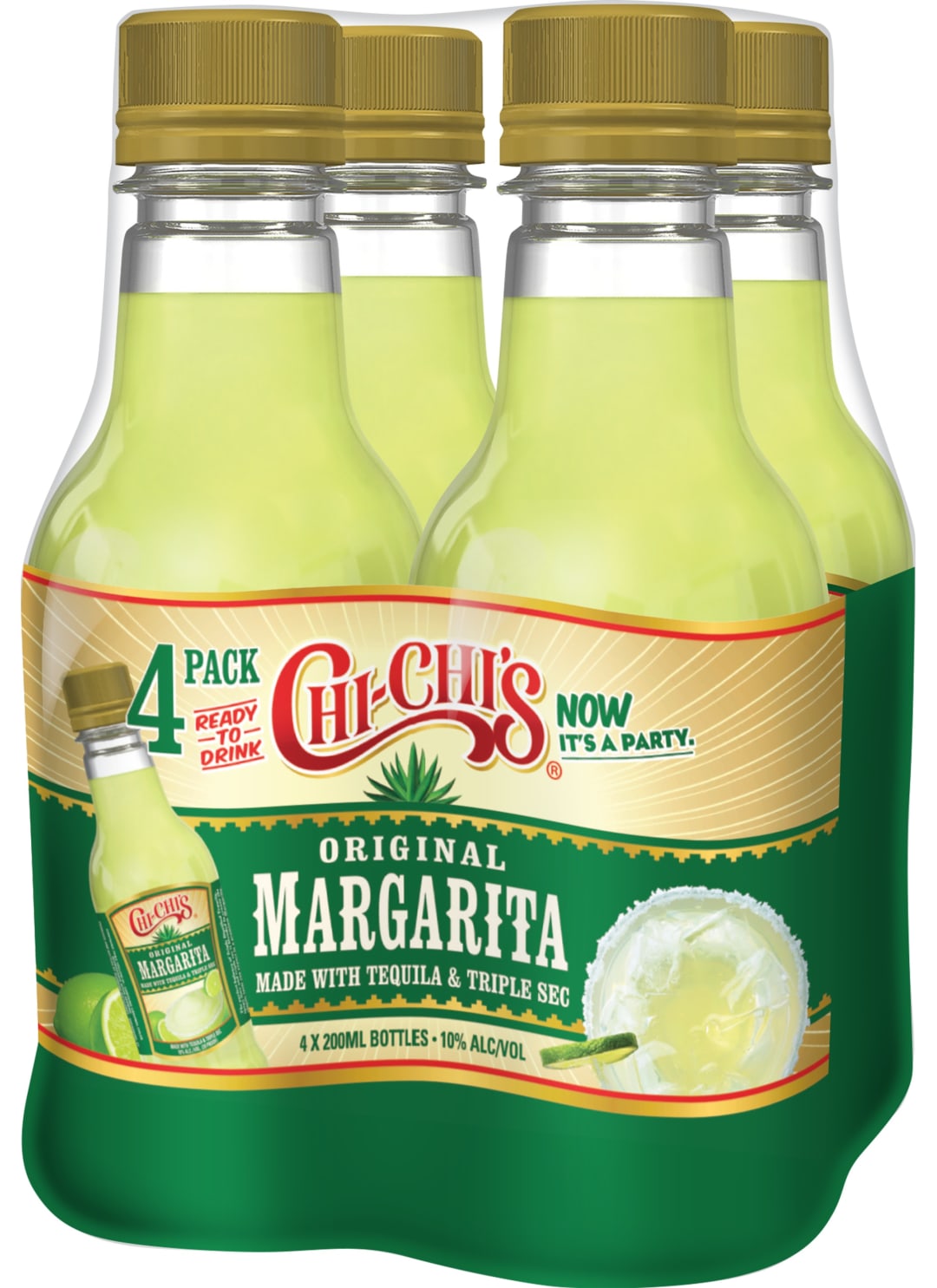 Chi-Chi's Ready-to-Drink Regular Margarita 4 Pack 200ml 20 Proof