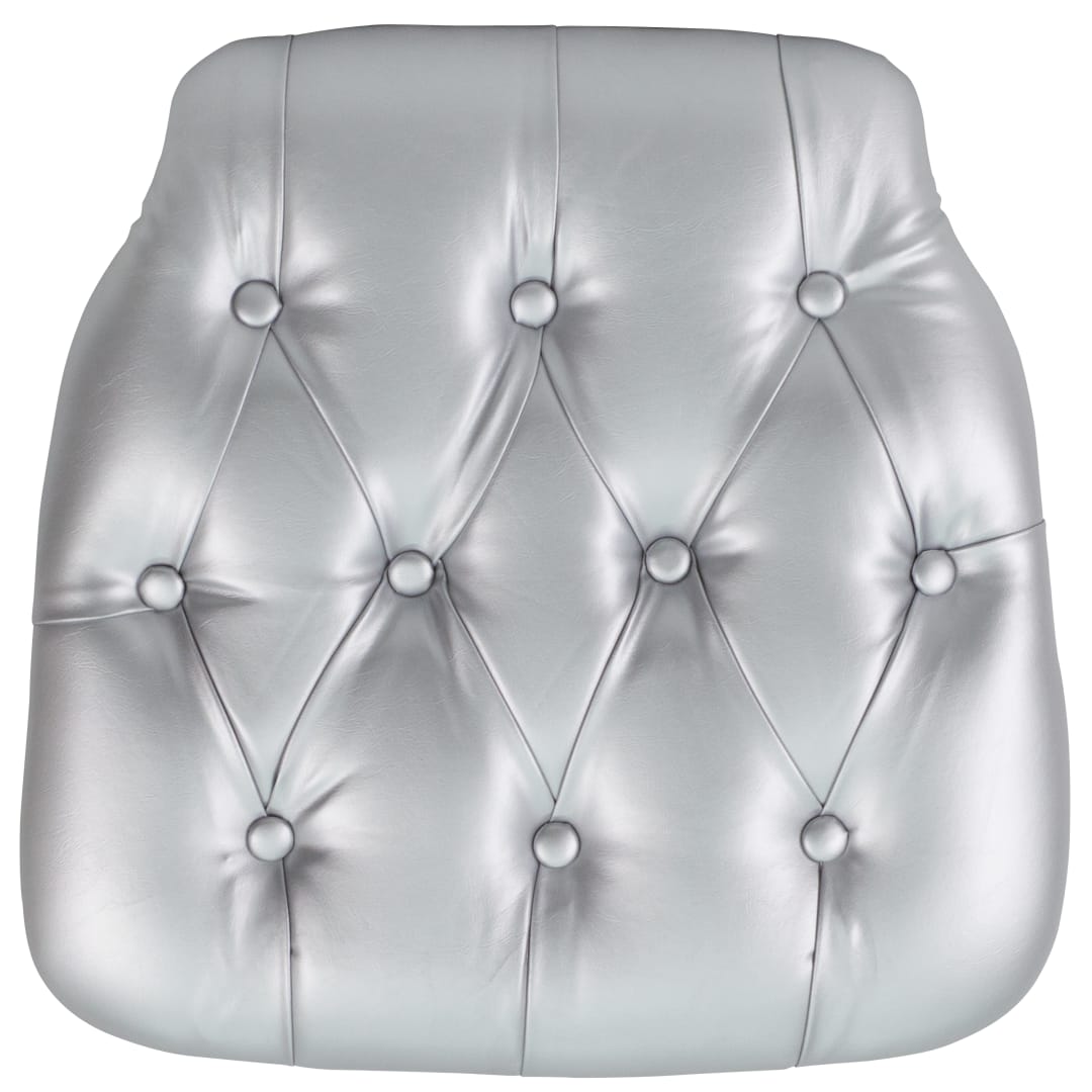 Louise Hard Silver Tufted Vinyl Chiavari Chair Cushion