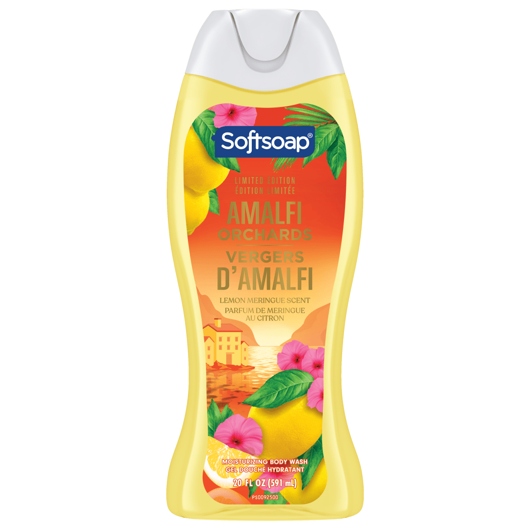 Softsoap Limited Edition Amalfi Orchards Moisturizing Body Wash, pH Balanced, Paraben Free, Body Wash and Shower Gel, Lemon Meringue Scent, 591 mL Bottle