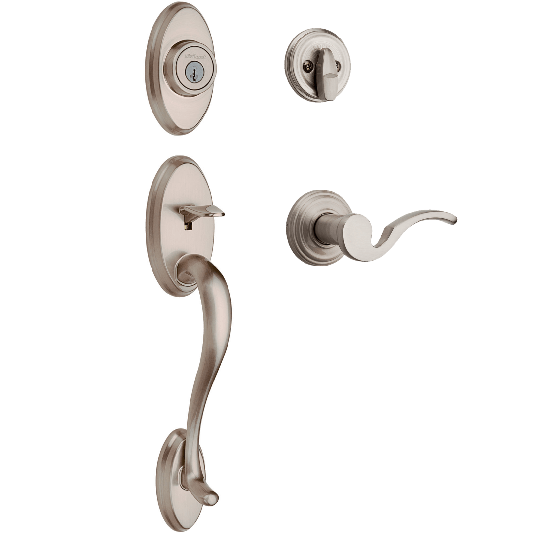 Shelburne Single Cylinder Handleset w/Brooklane Lever featuring SmartKey Security™ in Satin Nickel