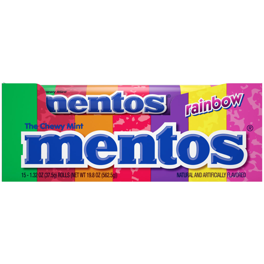 Mentos Chewy Mints Rainbow 14 pc Single Rolls - 15 Pack