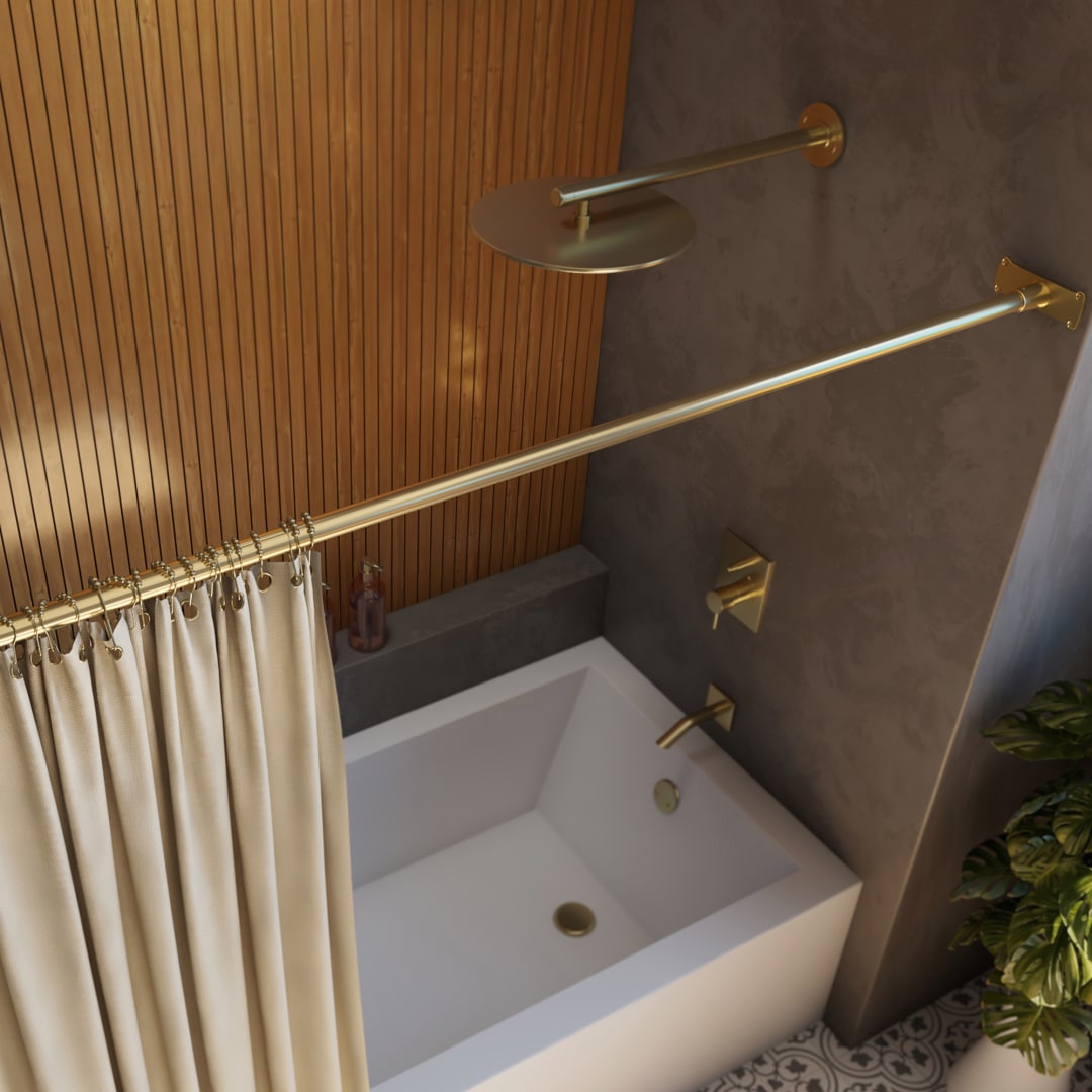 DreamLine Linea 1-3/4 in. x 60 in. Single Straight Shower Rod, Brushed Brass