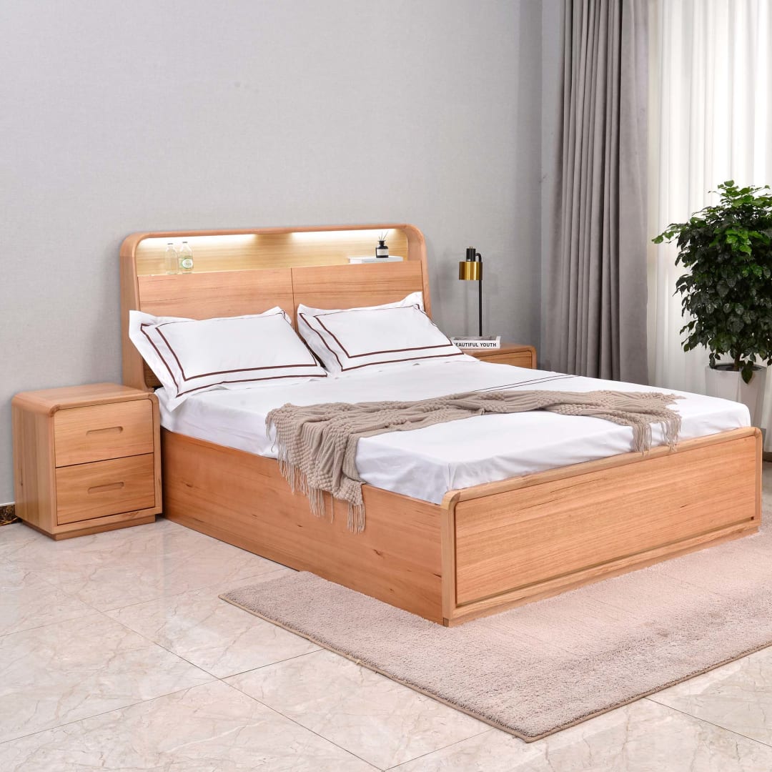 Valentine Bed Frame Gas Lift Natural King