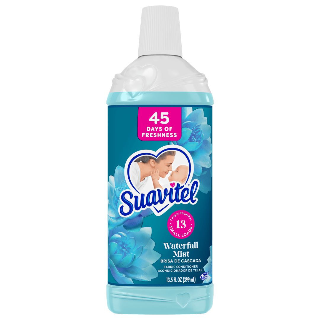 Suavitel Fabric Conditioner, Liquid Fabric Softener, 45 Days of Freshness, HE Compatible, 13 Small Loads, Waterfall Mist Scent, 13.5 fl oz Bottle
