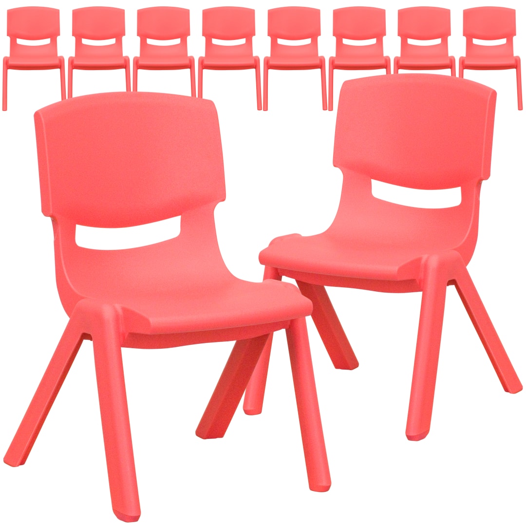 Whitney 10 Pack Red Plastic Stackable School Chair with 10.5'' Seat Height