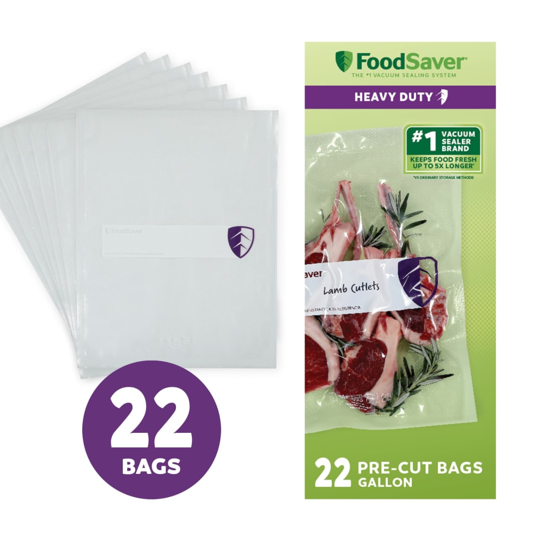 FoodSaver Heavy Duty Gallon Vacuum Seal Bags, 22 Count, BPA-Free Freezer Bags, 30% Thicker for Food Storage, Sous Vide, and Meal Prep