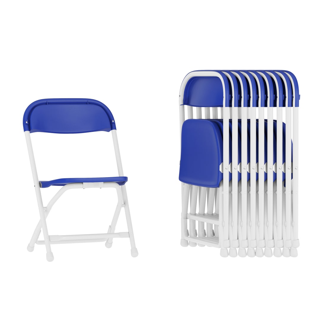 Timmy 10 Pack Kids Blue Plastic Folding Chairs with 11" Seat Height, Ages 2-4